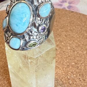 Artisan Silver Ring with Blue and Purple Accents